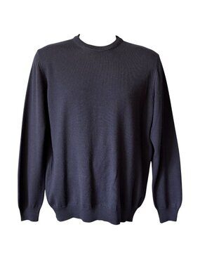 Joseph & Lyman Mens Small Navy Blue Merino Wool Crewneck Sweater Made In Italy